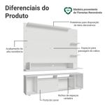 Rack com painel para tv até 60 polegadas 180 cm branco cancun madesa