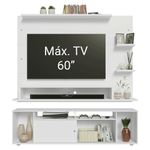 Rack com painel para tv até 60 polegadas 180 cm branco cancun madesa