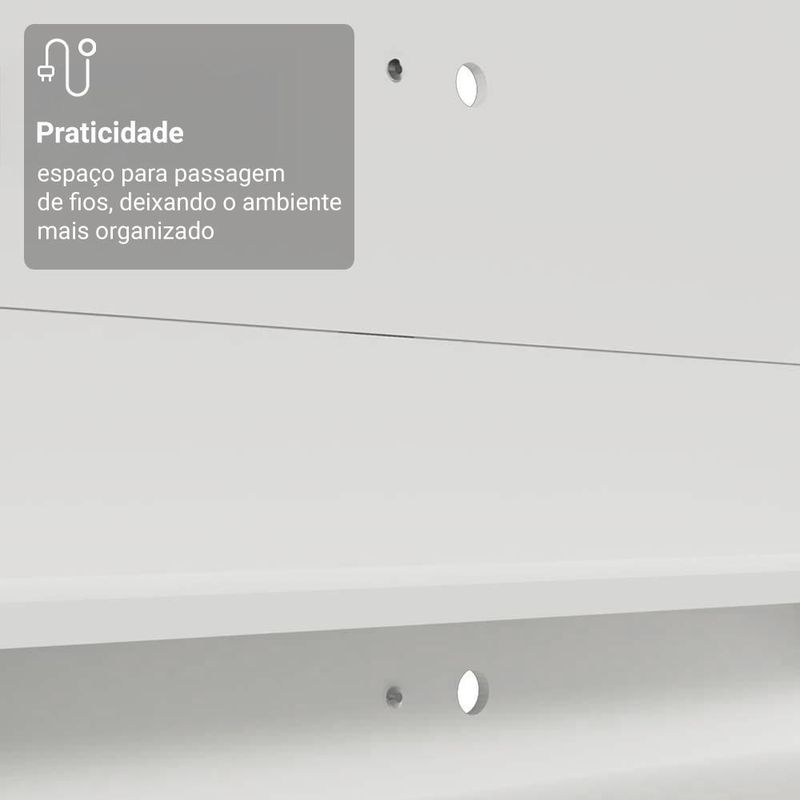 Rack com painel para tv até 60 polegadas 180 cm branco cancun madesa