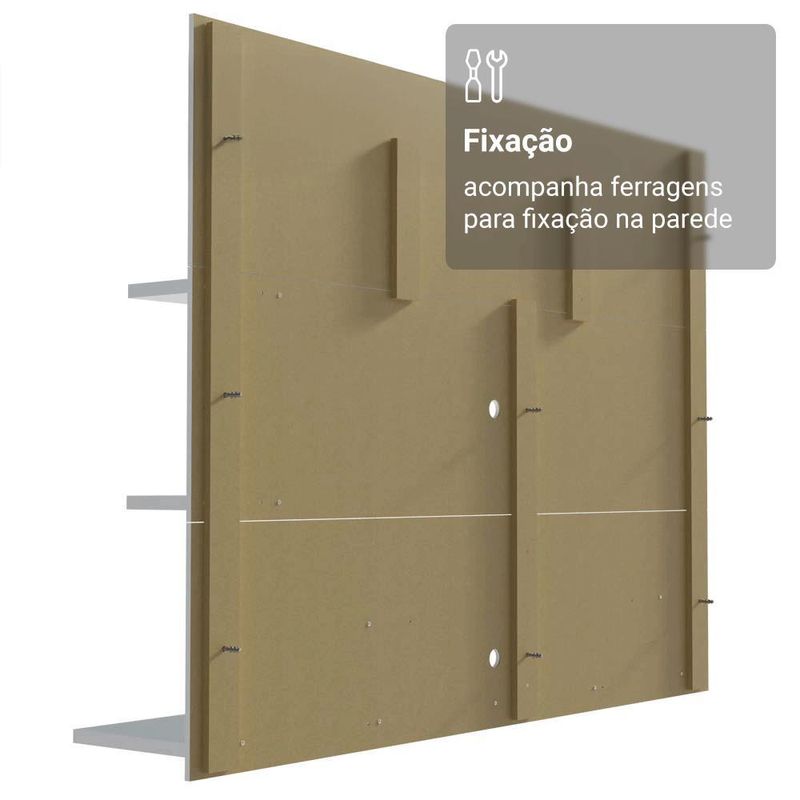 Rack com painel para tv até 60 polegadas 180 cm branco cancun madesa