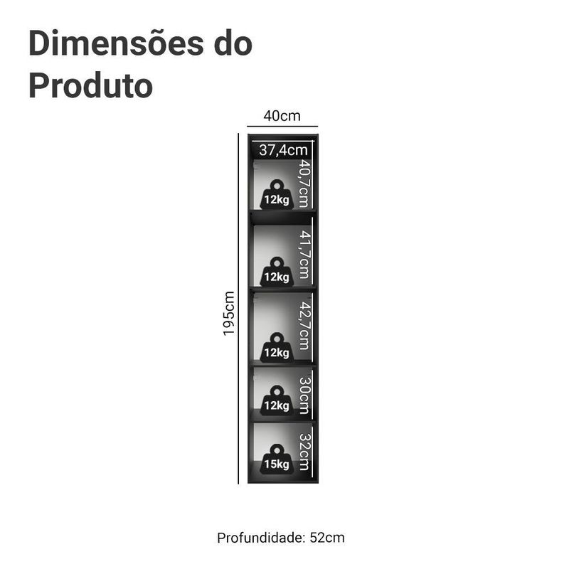 Paneleiro 40 cm 2 portas suspenso preto nice madesa