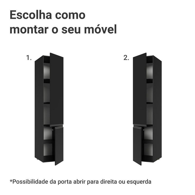 Paneleiro 40 cm 2 portas suspenso preto nice madesa