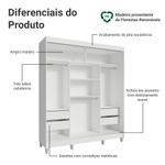 Guarda-roupa casal com pés 3 portas de correr com espelho branco reno madesa