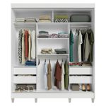 Guarda-roupa casal com pés 3 portas de correr com espelho branco reno madesa