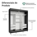 Guarda-roupa casal com pés 3 portas de correr com espelhos preto reno madesa