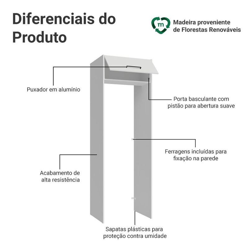 Porta-geladeira 73 cm 1 porta basculante branco agata madesa