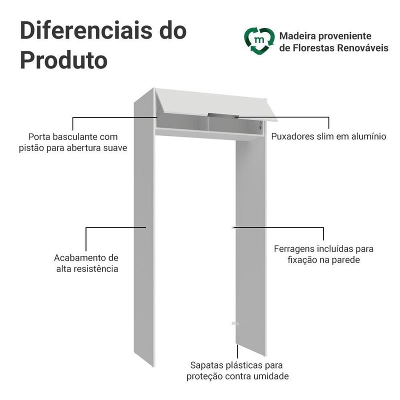 Porta-geladeira 103 cm 1 porta basculante branco stella madesa