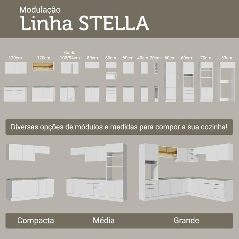 Porta-geladeira 103 cm 1 porta basculante branco stella madesa