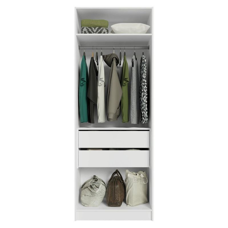 Guarda-roupa modulado 2 portas 4 gavetas 1 cabideiro branco neo madesa