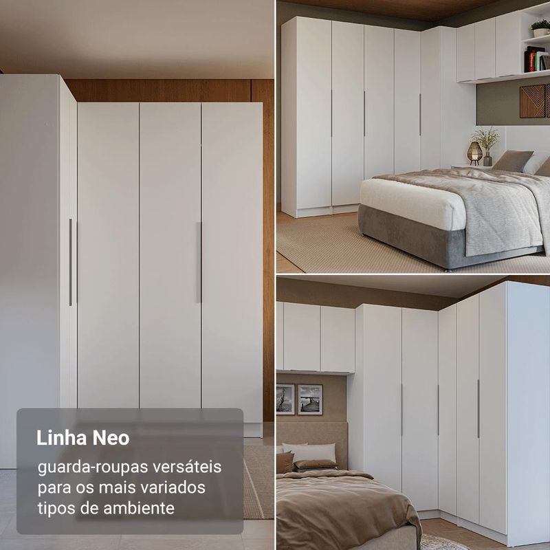 Guarda-roupa modulado 2 portas 4 gavetas 1 cabideiro branco neo madesa