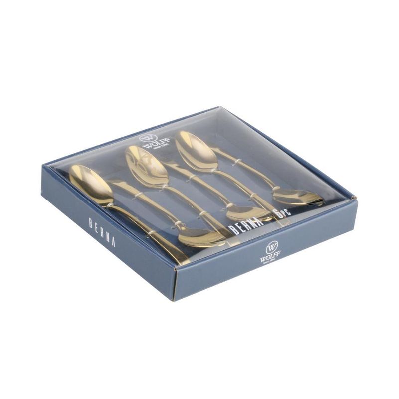 6 colheres de chá wolff berna dourado de aço inox