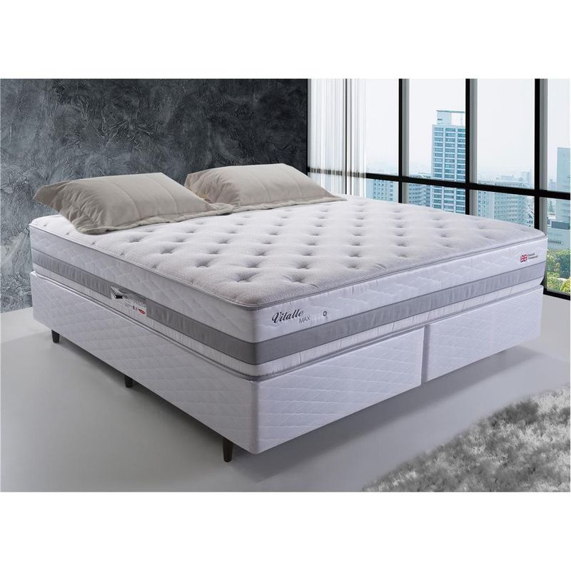 Colchão king size herval vitalle com molas maxpring 31x193x203 cm - cinza