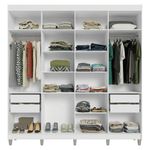Guarda-roupa closet com pés 4 gavetas 216cm branco venus madesa