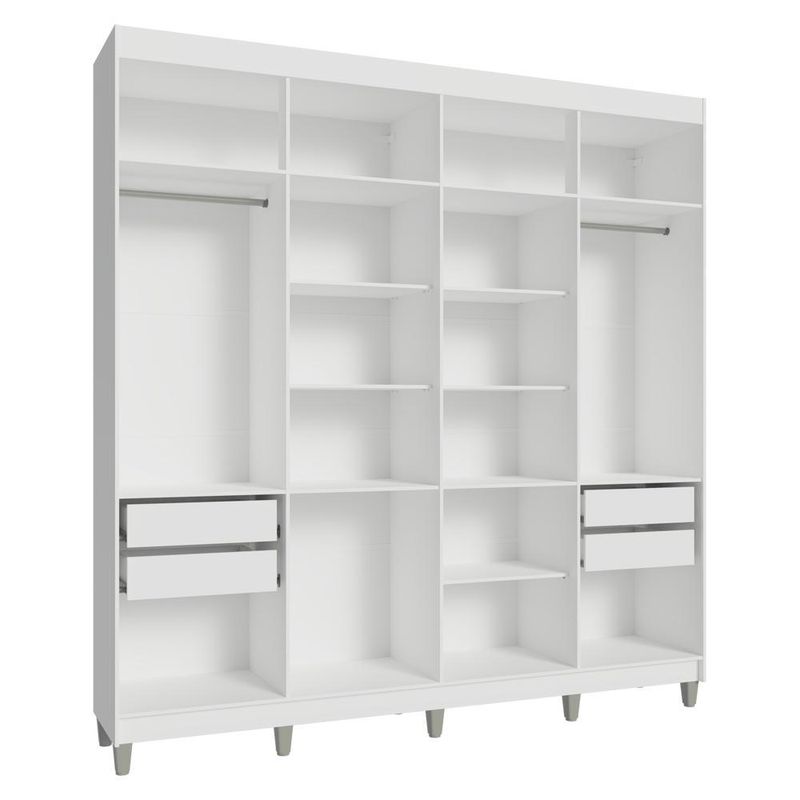 Guarda-roupa closet com pés 4 gavetas 216cm branco venus madesa