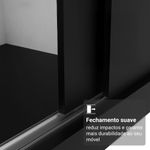 Guarda-roupa casal com pés 3 portas de correr de espelho preto reno madesa