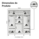 Guarda-roupa casal com pés 3 portas de correr de espelho branco reno madesa
