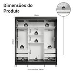 Guarda-roupa casal com pés 3 portas de correr com espelho preto reno madesa