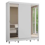 Guarda-roupa casal com pés 3 portas de correr com espelhos branco reno madesa