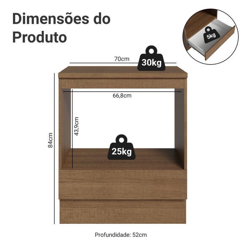 Balcão para forno/micro-ondas 70 cm 1 gaveta madesa