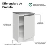 Balcão de cozinha 50cm 1 porta branco glamy madesa