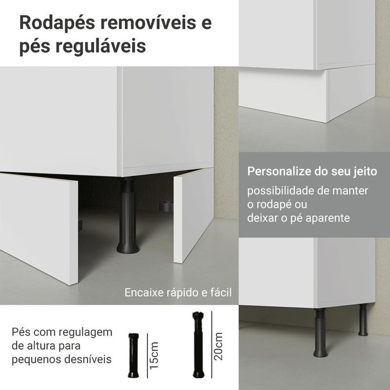 Balcão de cozinha 50cm 1 porta branco glamy madesa