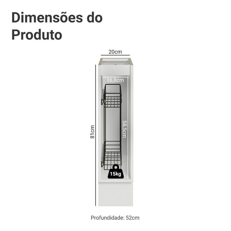 Balcão porta-temperos 20 cm 1 porta (sem tampo) vik madesa b