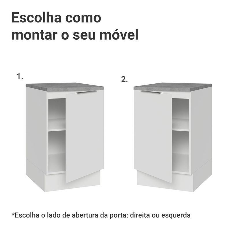 Balcão de cozinha 50cm 1 porta branco stella madesa