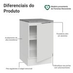 Balcão de cozinha 50cm 1 porta branco stella madesa