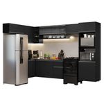 Armário de cozinha completa de canto suspenso 465 cm preto nice madesa 07