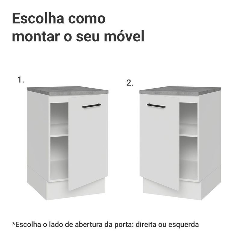 Balcão de cozinha 50cm 1 porta branco agata madesa