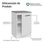 Balcão de cozinha 50cm 1 porta branco agata madesa