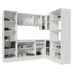 Armário de cozinha completa de canto 100% mdf 377cm smart branco brilhante madesa 01