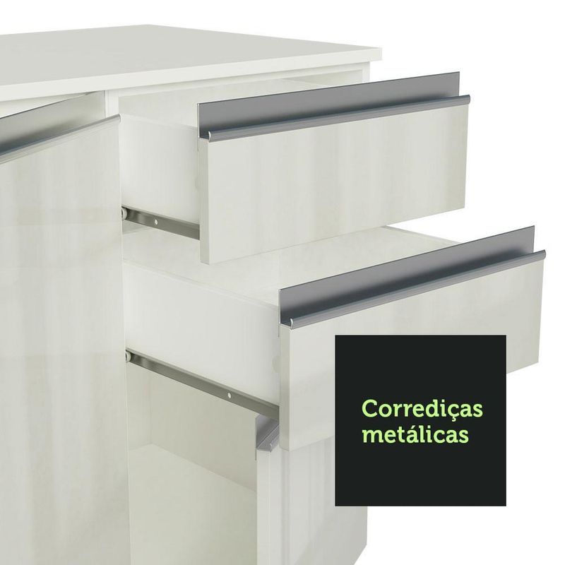 Armário de cozinha completa de canto 100% mdf 377cm smart branco brilhante madesa 01