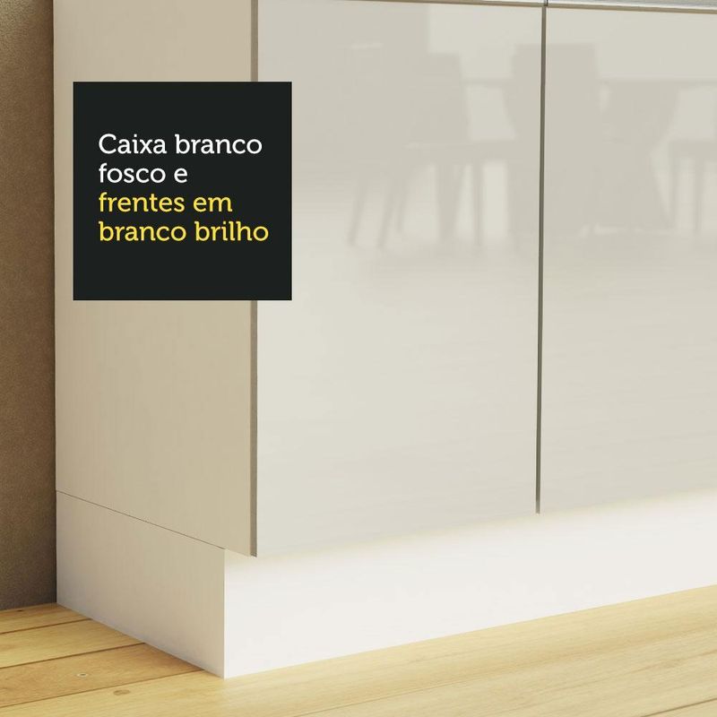 Armário de cozinha completa de canto 100% mdf 377cm smart branco brilhante madesa 01