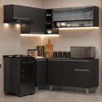 Armário de cozinha completa de canto 325 cm preto nice madesa 04