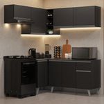 Armário de cozinha completa de canto 325 cm preto nice madesa 06