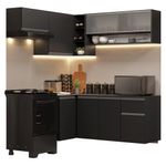 Armário de cozinha completa de canto suspenso 325 cm preto nice madesa 01