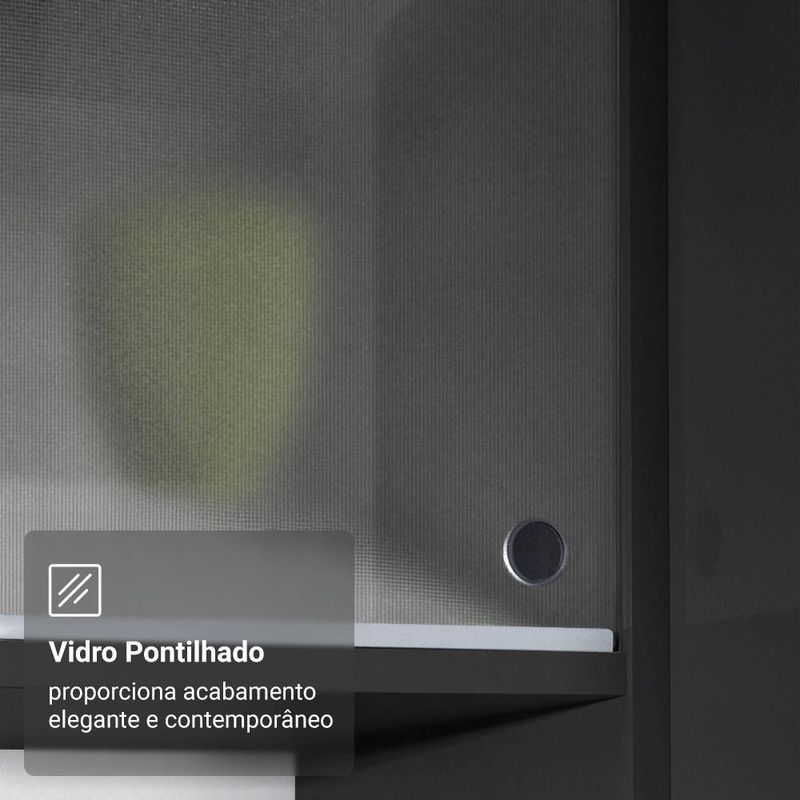 Armário de cozinha completa de canto suspenso 325 cm preto nice madesa 01