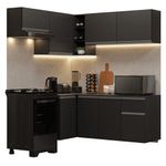 Armário de cozinha completa de canto suspenso 325 cm preto nice madesa 05