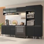 Armário de cozinha completa 300 cm preto nice madesa 09