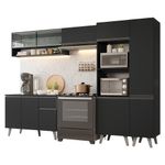 Armário de cozinha completa 300 cm preto nice madesa 09