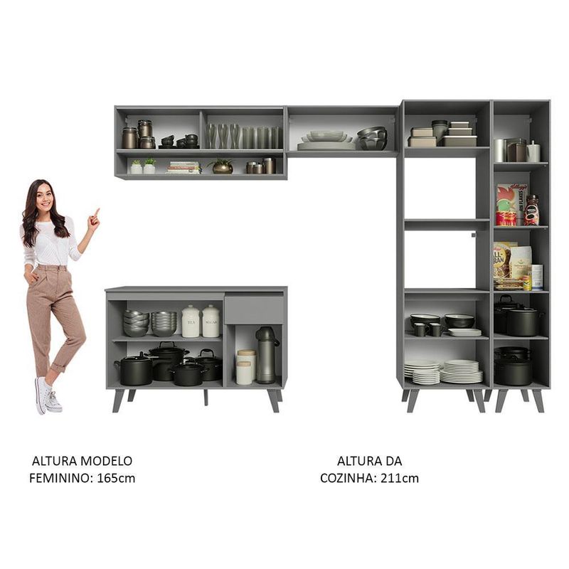 Armário de cozinha completa 300cm nice madesa 08