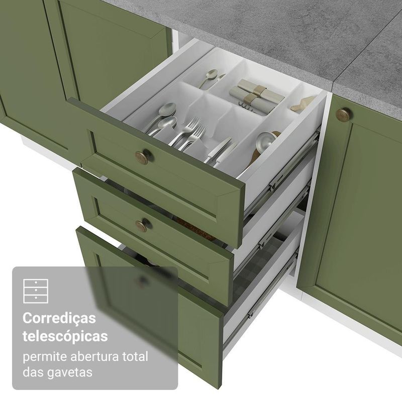 Armário de cozinha completa de canto 549 cm branco vik madesa 01