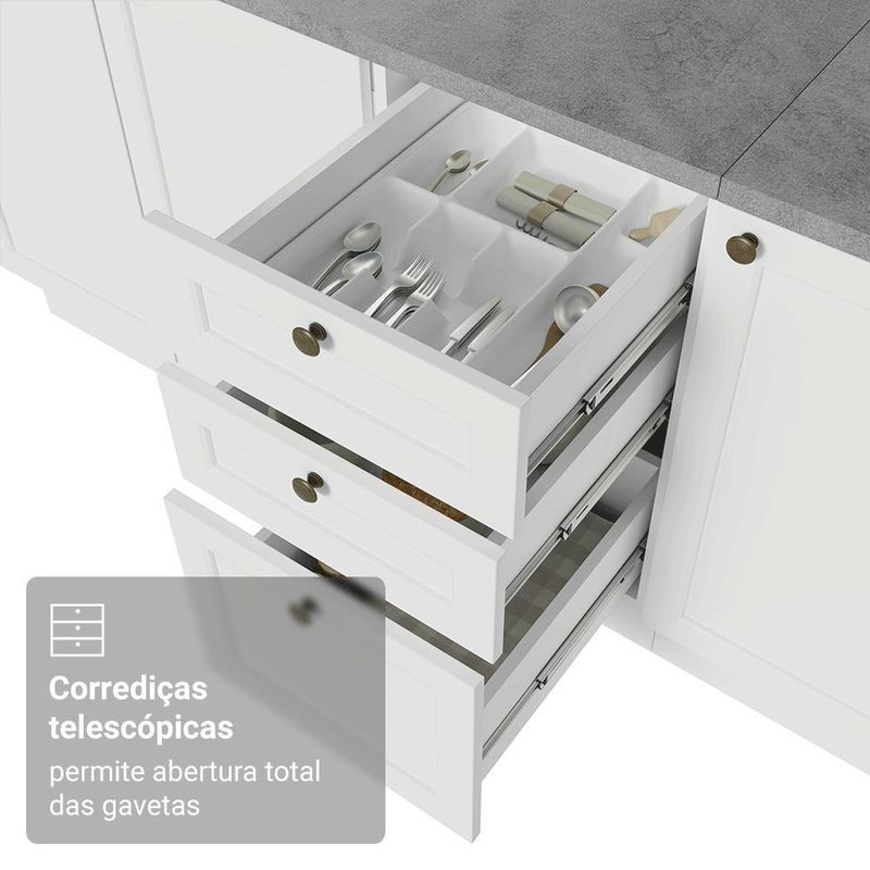 Armário de cozinha completa de canto 549 cm branco vik madesa 01