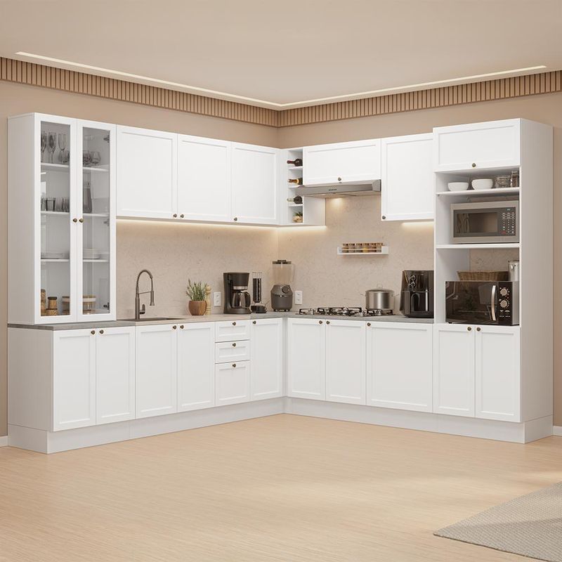 Armário de cozinha completa de canto 549 cm branco vik madesa 01