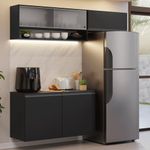 Armário de cozinha compacta 200 cm suspenso preto nice madesa 07 xa