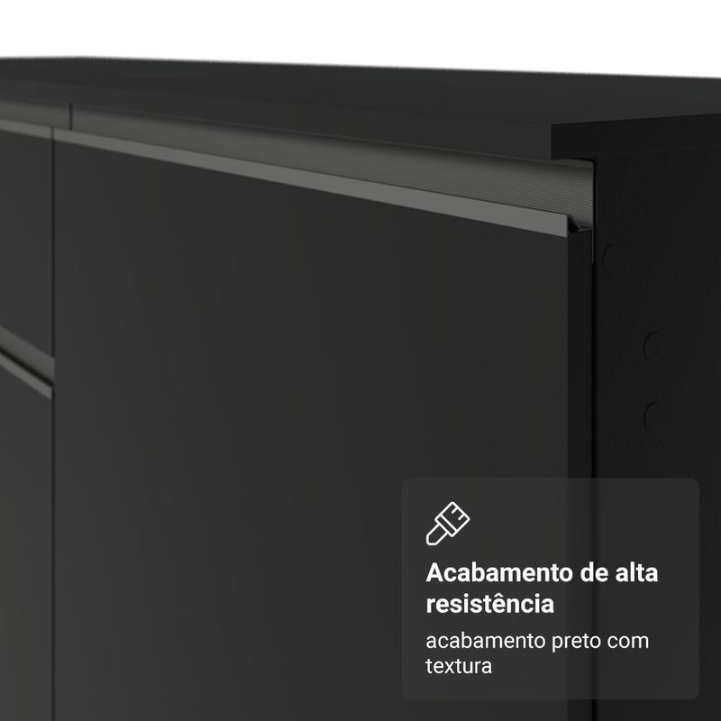 Armário de cozinha compacta 200 cm suspenso preto nice madesa 07 xa