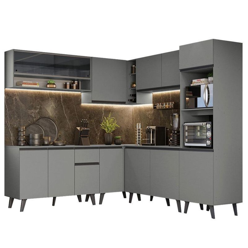 Armário de cozinha completa de canto 445cm nice madesa 01
