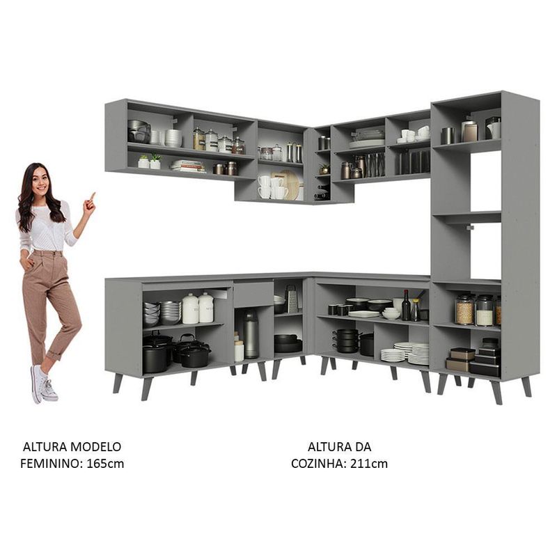 Armário de cozinha completa de canto 445cm nice madesa 01