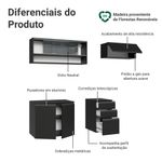 Armário de cozinha compacta 200 cm suspenso preto nice madesa 12 xa